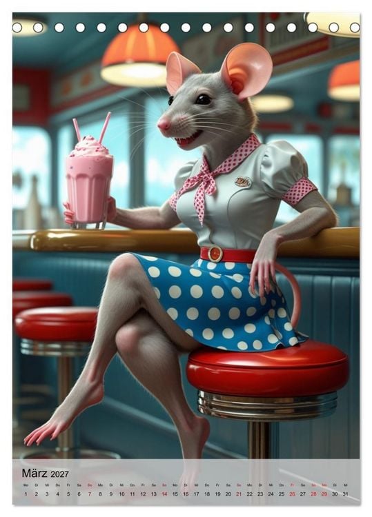 Produktbild: Rattenscharf &ndash; Pelzige Ladys im Pin-up-Stil (Tischkalender 2027 DIN A5 hoch), CALVENDO Monatskalender