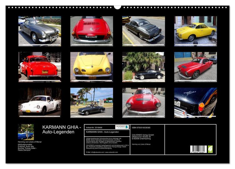 Produktbild: KARMANN GHIA - Auto-Legenden (Wandkalender 2026 DIN A2 quer), CALVENDO Monatskalender