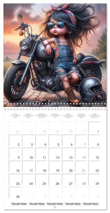 Produktbild: Born to Ride - Cool toddler girls and Motorbikes (Wall Calendar 2026 12 &times; 12 Inch) CALVENDO 12 Month Wall Calendar