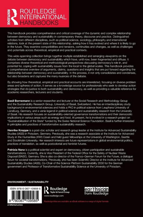Produktbild: The Routledge Handbook of Democracy and Sustainability