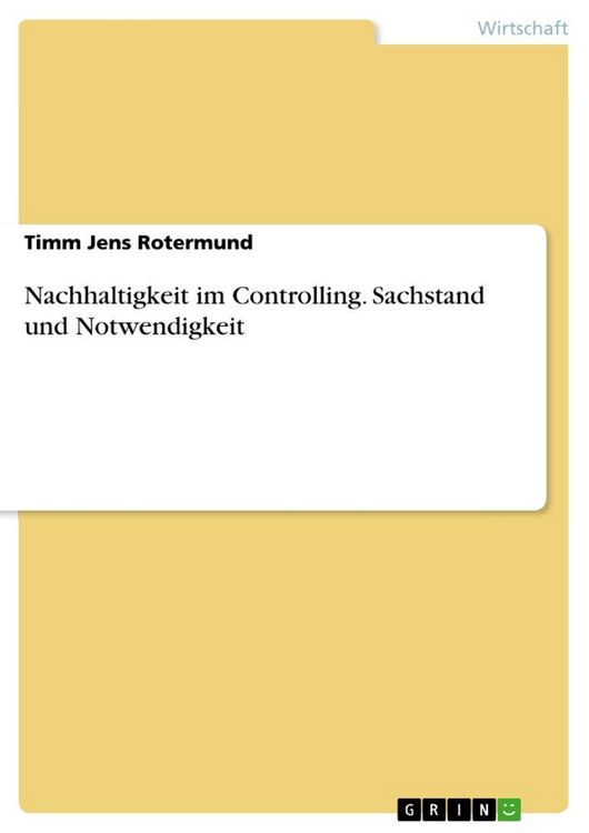 Produktbild: Nachhaltigkeit im Controlling. Sachstand und Notwendigkeit
