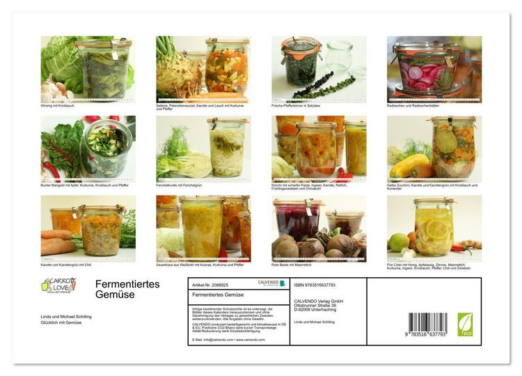 Produktbild: Fermentiertes Gem&uuml;se (Wandkalender 2026 DIN A3 quer), CALVENDO Monatskalender