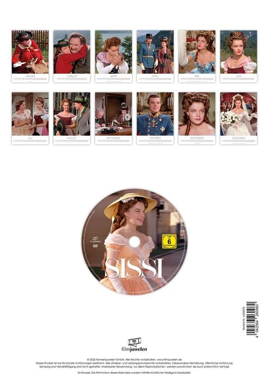 Produktbild: Sissi - Kalender 2027 inkl. DVD (Wandkalender / Fotokalender DIN A3) (Filmjuwelen)
