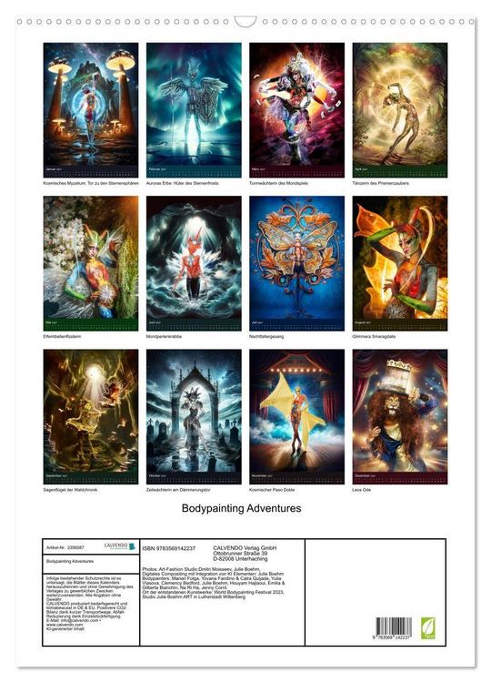 Produktbild: Bodypainting Adventures (Wandkalender 2027 DIN A2 hoch), CALVENDO Monatskalender