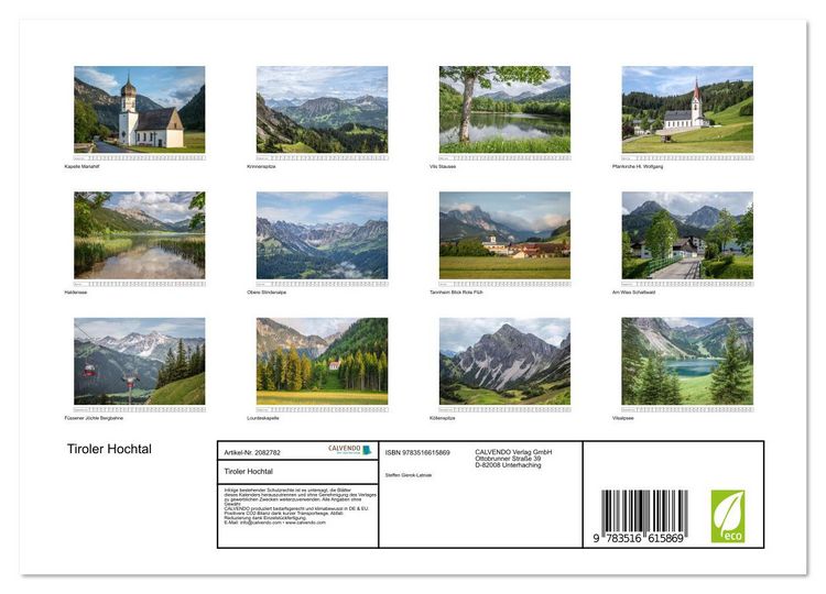 Produktbild: Tiroler Hochtal (Wandkalender 2026 DIN A4 quer), CALVENDO Monatskalender