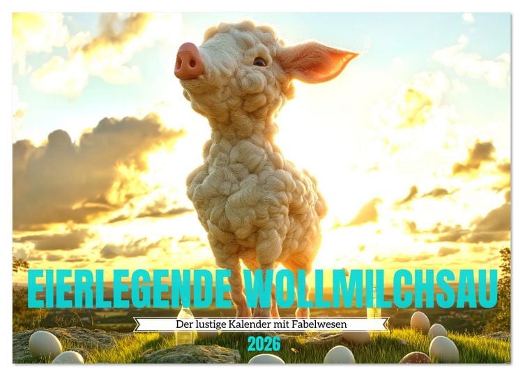 Produktbild: Eierlegende Wollmilchsau &ndash; der lustige Kalender mit Fabelwesen (Tischkalender 2026 DIN A5 quer), CALVENDO Monatskalender