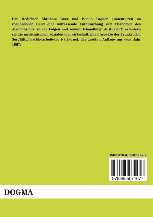 Produktbild: Die Trunksucht und ihre Abwehr