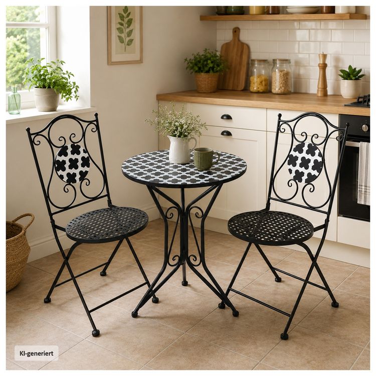 Produktbild: HTI-Living Gartentisch Metall Black and White Gartentisch Metall Black and White