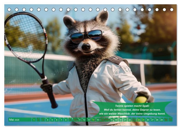 Produktbild: Der tierisch lustige Tennis-Kalender (Tischkalender 2026 DIN A5 quer), CALVENDO Monatskalender