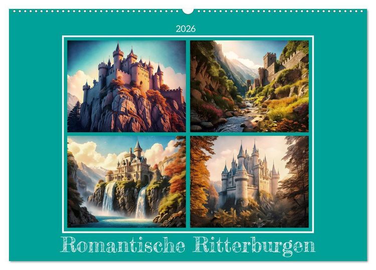 Produktbild: Romantische Ritterburgen (Wandkalender 2026 DIN A2 quer), CALVENDO Monatskalender