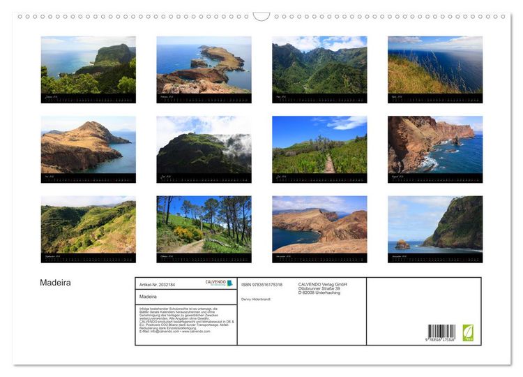 Produktbild: Madeira (Wandkalender 2026 DIN A2 quer), CALVENDO Monatskalender