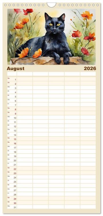 Produktbild: Familienplaner 2026 - Samtpfoten im Portrait mit 5 Spalten (Wandkalender, 21 x 45 cm) CALVENDO