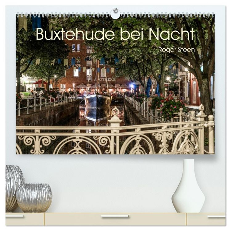 Produktbild: Buxtehude bei Nacht (hochwertiger Premium Wandkalender 2026 DIN A2 quer), Kunstdruck in Hochglanz