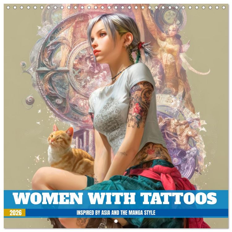 Produktbild: Women with tattoos - Inspired by Asia and the Manga style (Wall Calendar 2026 12 &times; 12 Inch) CALVENDO 12 Month Wall Calendar