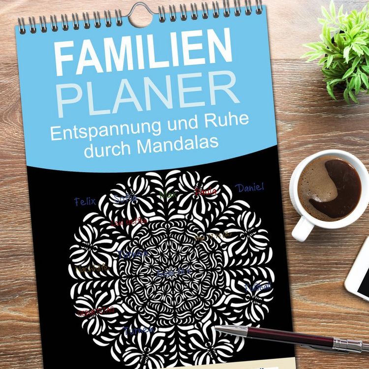 Produktbild: Familienplaner 2026 - Entspannung und Ruhe durch Mandalas mit 5 Spalten (Wandkalender, 21 x 45 cm) CALVENDO