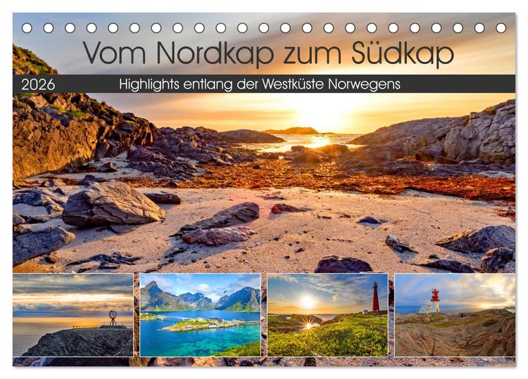 Produktbild: Vom Nordkap zum S&uuml;dkap (Tischkalender 2026 DIN A5 quer), CALVENDO Monatskalender