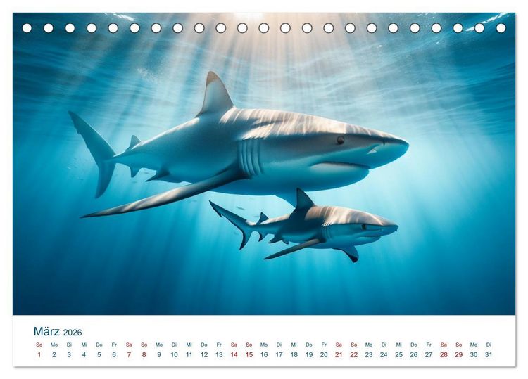 Produktbild: Wei&szlig;e Haie (Tischkalender 2026 DIN A5 quer), CALVENDO Monatskalender