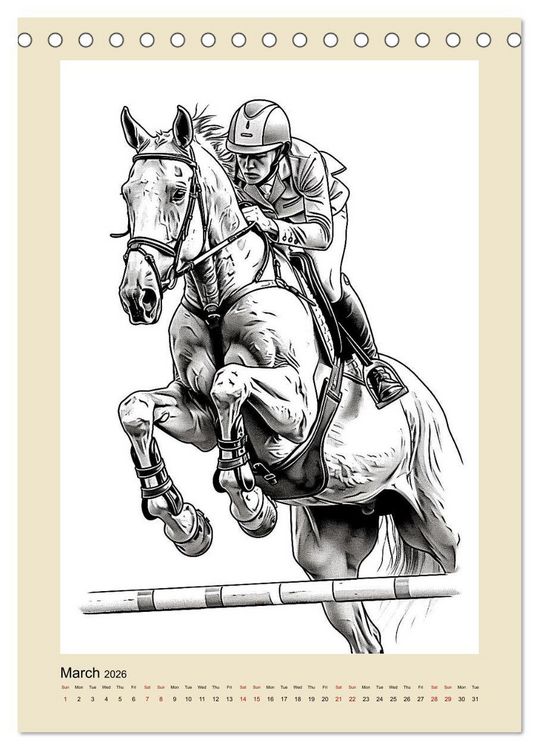 Produktbild: Sketchy Power Horses (Desk Calendar 2026 DIN A5 portrait), CALVENDO 12 Month DeskCalendar