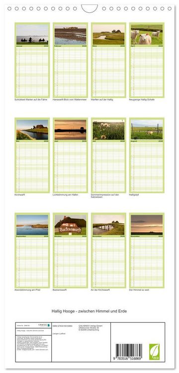 Produktbild: Familienplaner 2026 - Hallig Hooge - zwischen Himmel und Erde mit 5 Spalten (Wandkalender, 21 x 45 cm) CALVENDO