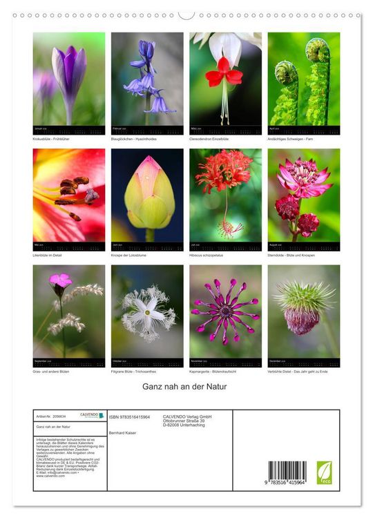 Produktbild: Ganz nah an der Natur (hochwertiger Premium Wandkalender 2026 DIN A2 hoch), Kunstdruck in Hochglanz