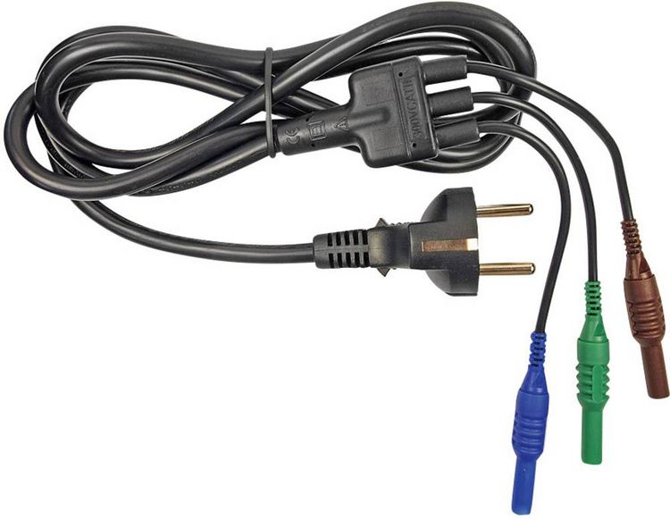 Produktbild: Cliff CIH29950 Sicherheits-Messleitungs-Set Schutzkontakt-Stecker Stecker 4 mm 1.50 m Blau, Gr&uuml;n, Braun 1 St.