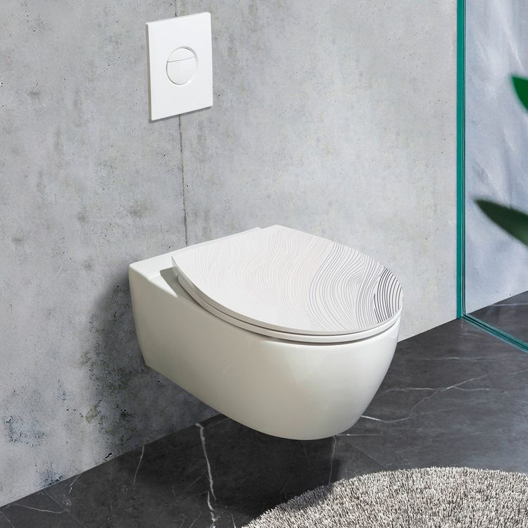 Produktbild: WC-Sitz Mod. Menin, mehrfarbig, Duroplast, Edelstahl, 38x44,5 cm, easy-close Absenkautomatik