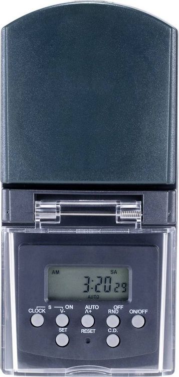 Produktbild: Sygonix SY-5044422 Steckdosen-Zeitschaltuhr digital Wochenprogramm 1800 W IP44 Countdown-Funktion, Zufallsfunktion