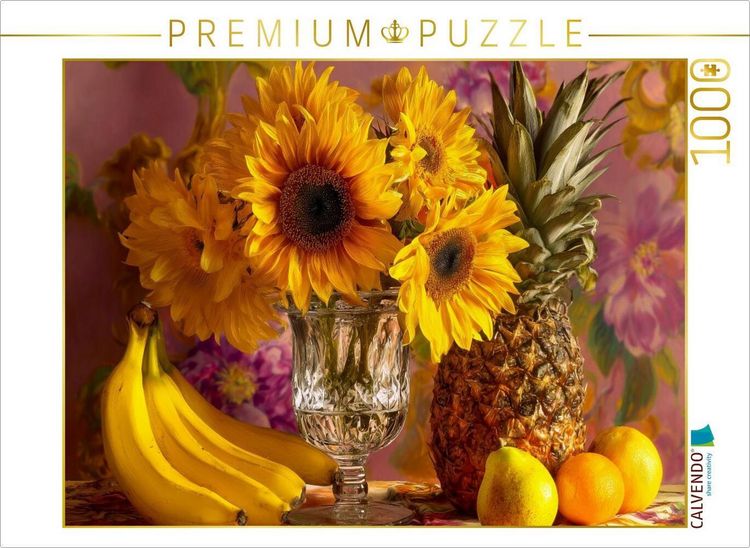 Produktbild: CALVENDO Puzzle Stillleben in Gelb mit Sonnenblumen, Bananen und Ananas | 1000 Teile Lege-Gr&ouml;&szlig;e 64x48cm Foto-Puzzle f&uuml;r gl&uuml;ckliche Stunden