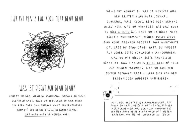 Produktbild: Blah Blah Journal &ndash; Band 2 &ndash; Dein absolut verr&uuml;cktes Mitmach-Buch &ndash; Mal es fertig! Von YouTuberin Foxy Draws