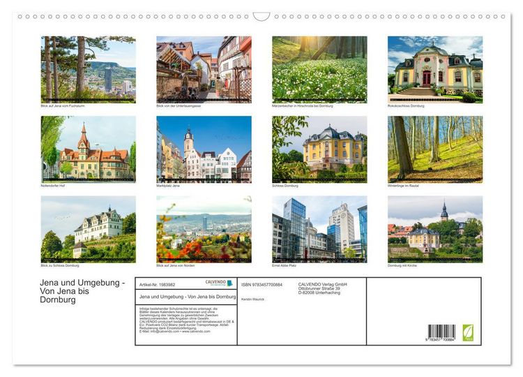 Produktbild: Jena und Umgebung - Von Jena bis Dornburg (Wandkalender 2026 DIN A2 quer), CALVENDO Monatskalender