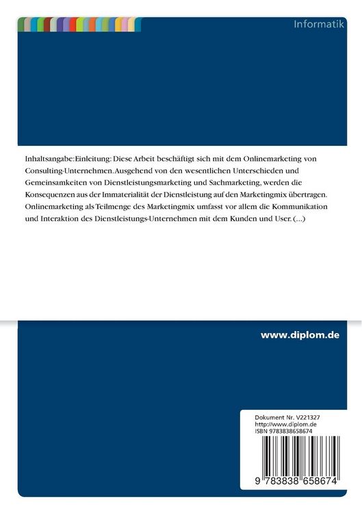 Produktbild: Analyse des Onlinemarketings von IT-Consultingunternehmen mit Anwendung der Ergebnisse auf die SAP Systems Intergration AG