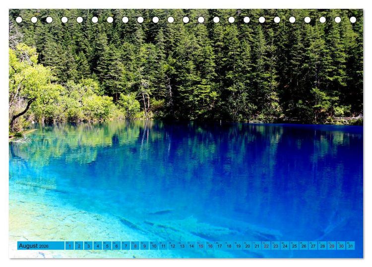 Produktbild: Die magischen Gew&auml;sser von Jiuzhaigou und Huanglong (Tischkalender 2026 DIN A5 quer), CALVENDO Monatskalender
