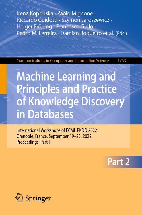 Produktbild: Machine Learning and Principles and Practice of Knowledge Discovery in Databases