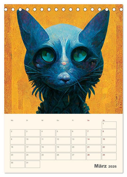 Produktbild: Die 7 Leben einer Katze (Tischkalender 2026 DIN A5 hoch), CALVENDO Monatskalender