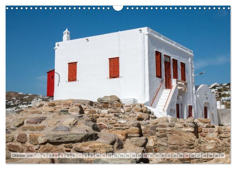 Produktbild: Mykonos - Natur, Meer und wei&szlig;e W&auml;nde (Wandkalender 2026 DIN A3 quer), CALVENDO Monatskalender