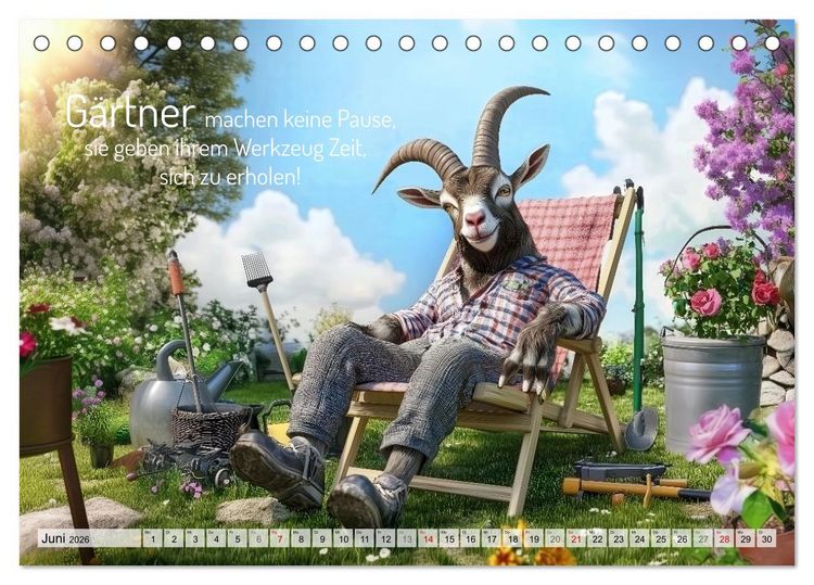 Produktbild: Den Bock zum G&auml;rtner gemacht (Tischkalender 2026 DIN A5 quer), CALVENDO Monatskalender