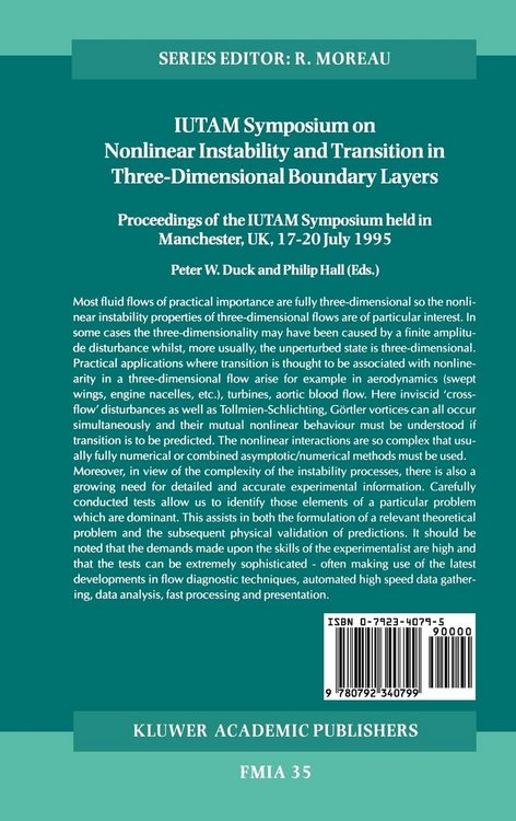 Produktbild: IUTAM Symposium on Nonlinear Instability and Transition in Three-Dimensional Boundary Layers