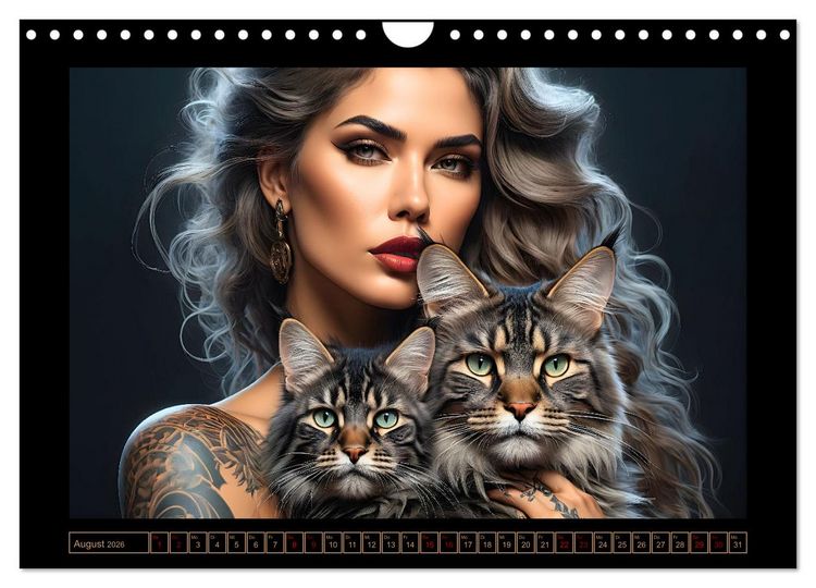 Produktbild: Geheimnisvolle Katzenfrauen (Wandkalender 2026 DIN A4 quer), CALVENDO Monatskalender