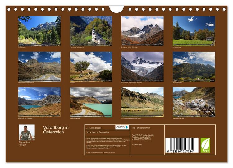 Produktbild: Vorarlberg in &Ouml;sterreich (Wandkalender 2026 DIN A4 quer), CALVENDO Monatskalender