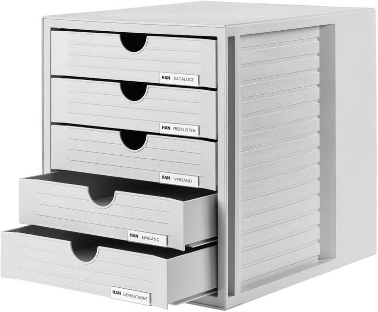 Produktbild: HAN Systembox 1450-11 Schubladenbox Lichtgrau DIN A4, DIN C4 Anzahl der Schubf&auml;cher: 5