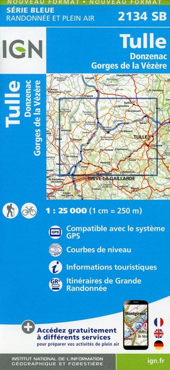 Produktbild: Tulle.Donzenac.Gorges de la V&eacute;z&egrave;re 1:25 000