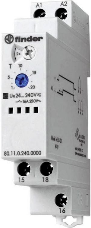 Produktbild: Finder 80.11.0.240.0000 80.11.0.240.0000 Zeitrelais Monofunktional 1 St. Zeitbereich: 0.1 s - 20 h 1 Wechsler