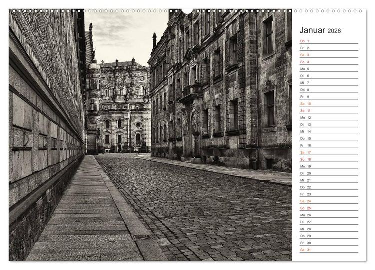 Produktbild: Dresden Schwarz-Wei&szlig; (hochwertiger Premium Wandkalender 2026 DIN A2 quer), Kunstdruck in Hochglanz