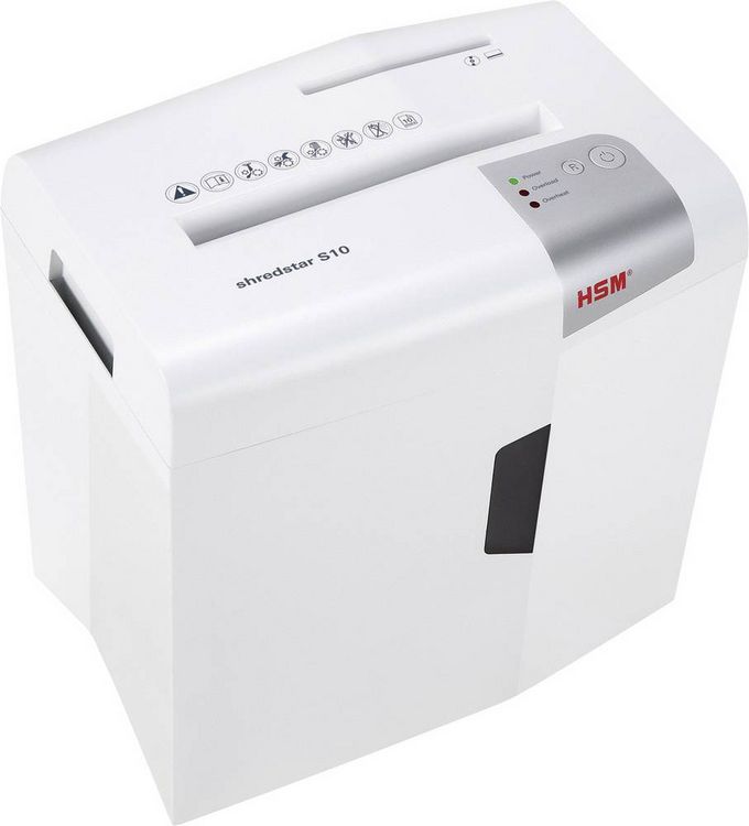 Produktbild: HSM shredstar S10 Aktenvernichter 10 Blatt Streifenschnitt 6 mm P-2 18 l Vernichtet auch B&uuml;roklammern, CDs, DVDs, Heftklammern, Kreditkarte