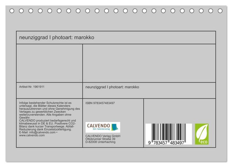 Produktbild: neunziggrad I photoart: marokko (Tischkalender 2026 DIN A5 quer), CALVENDO Monatskalender