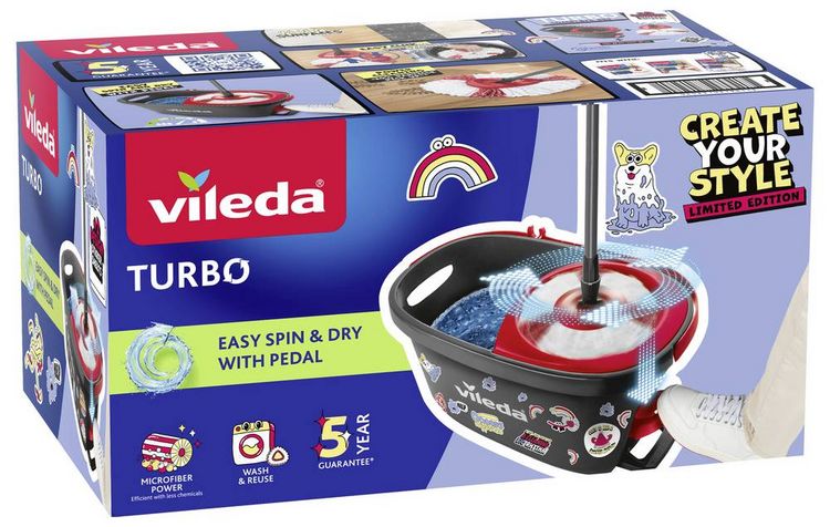 Produktbild: Vileda 183683 Vileda TURBO MY STYLE Box - Dirt is Good Wischmopp-Komplettset Anthrazit, Rot 1 St.