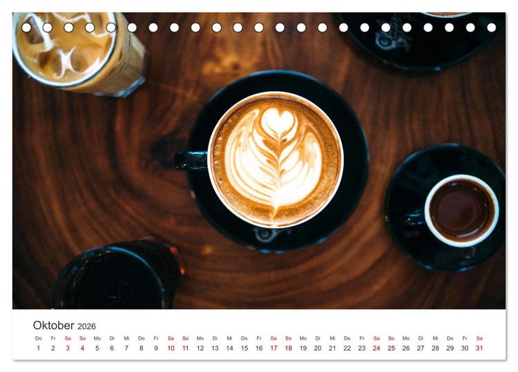 Produktbild: Kaffeekunst - Purer Genuss (Tischkalender 2026 DIN A5 quer), CALVENDO Monatskalender