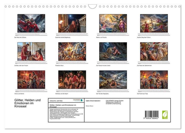 Produktbild: G&ouml;tter, Helden und Emotionen im Kinosaal (Wandkalender 2027 DIN A3 quer), CALVENDO Monatskalender