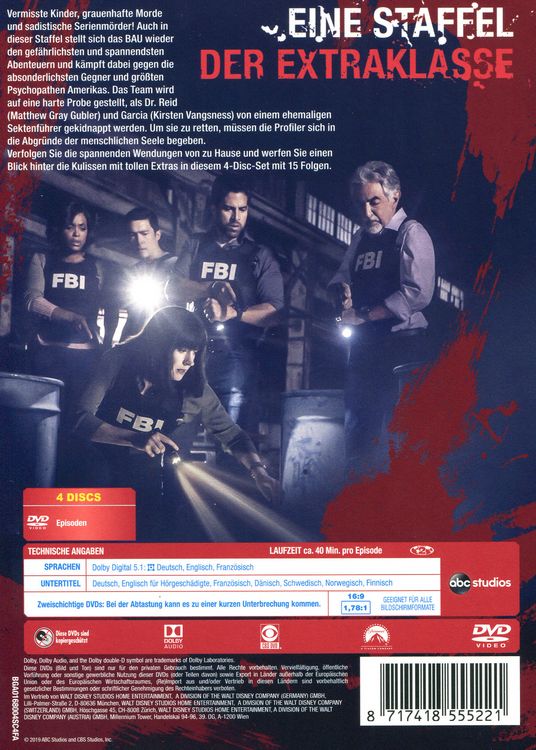 Produktbild: Criminal Minds - Die komplette vierzehnte Staffel [4 DVDs]