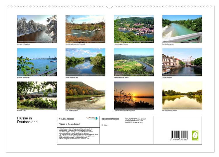 Produktbild: Fl&uuml;sse in Deutschland (hochwertiger Premium Wandkalender 2026 DIN A2 quer), Kunstdruck in Hochglanz